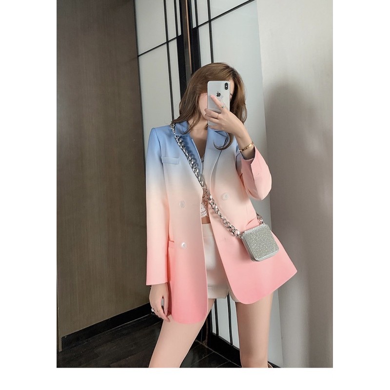 Áo vest blazer dáng dài màu ombre qccc