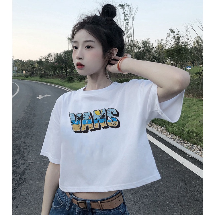 Áo Thun Crotop Form Rộng Unisex Tay Ngắn In Chữ VANS Ulzzang Style Hàn Quốc TTT0160