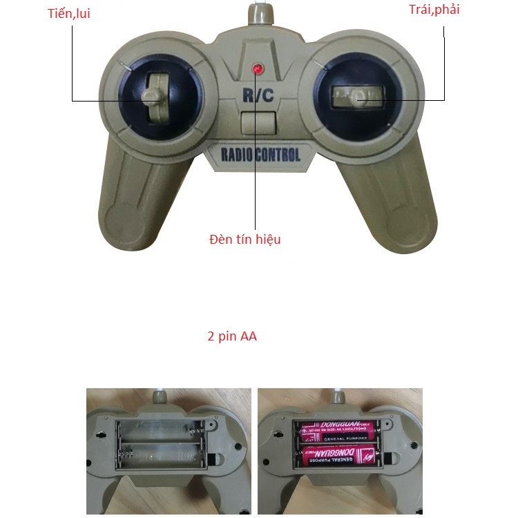 Xe Tăng Điều Khiển Từ Xa  TẶNG PIN  Điều khiển 4 chiều,Có đèn âm thanh,Bé luyện kỹ năng.