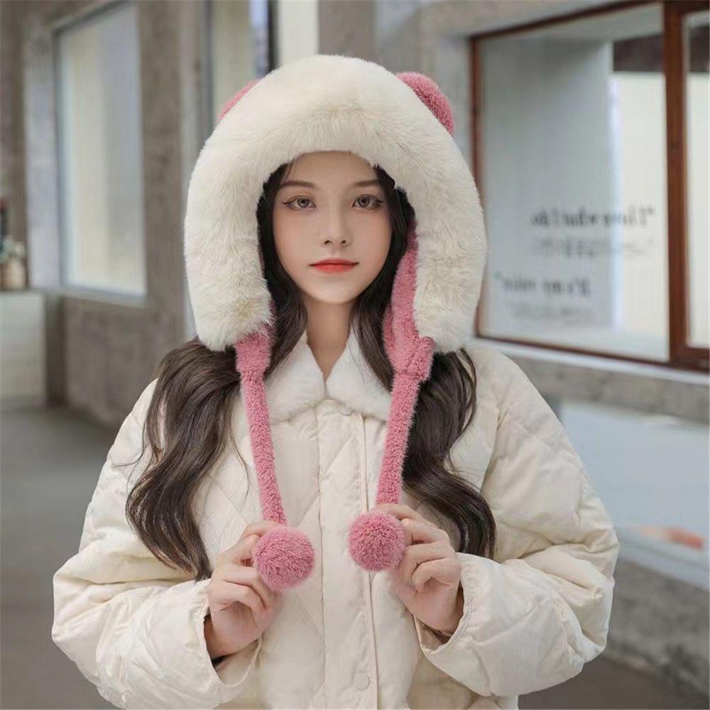 Mũ Beanie Tai Gấu Bằng Lông Nhung Dễ Thương Xinh Xắn