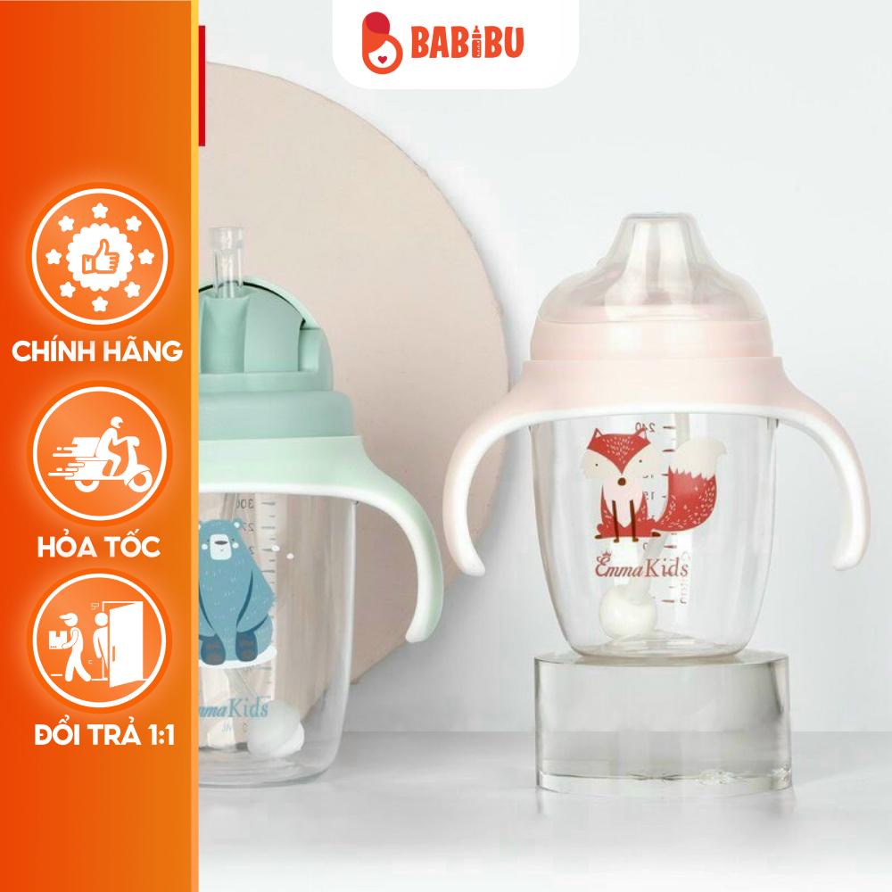Bình Tập Uống Nước Có Tay Cầm Và Quai Đeo 240ml,300ml Chống Sặc Emma Kids cho Bé