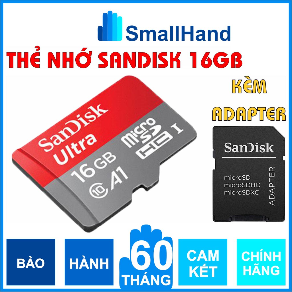 Thẻ nhớ SanDisk 16GB Chính hãng kèm Adapter