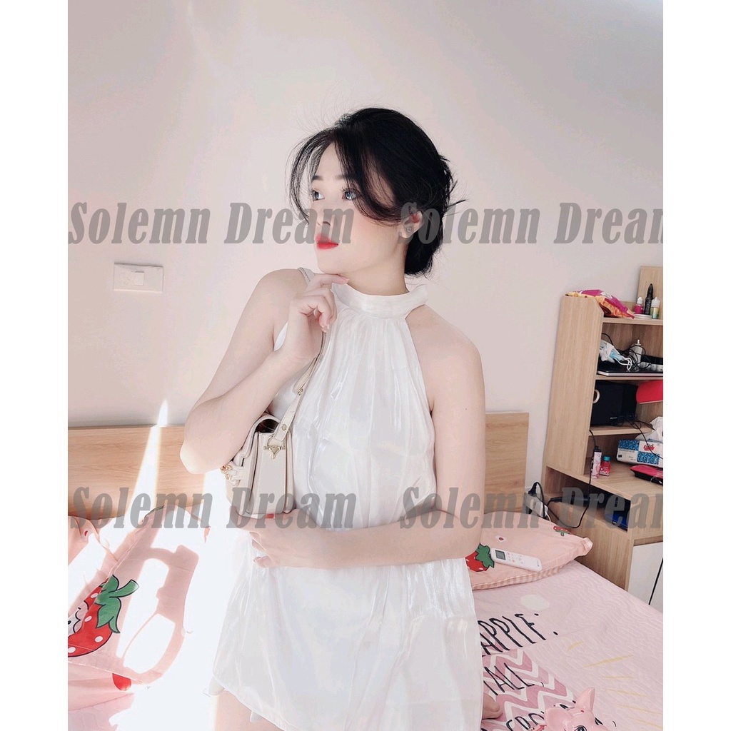 ÁO YẾM NỮ TƠ ÓNG TẶNG KÈM DÂY CỘT NƠ PHONG CÁCH TIỂU THƯ | BigBuy360 - bigbuy360.vn