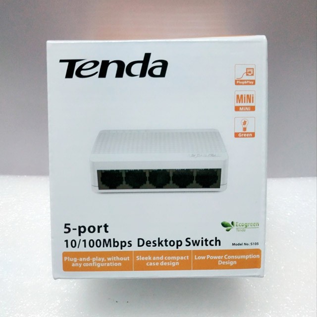 Bộ chia cổng mạng 5 cổng Switch Tenda 5 Port S105 - Hàng chính hãng