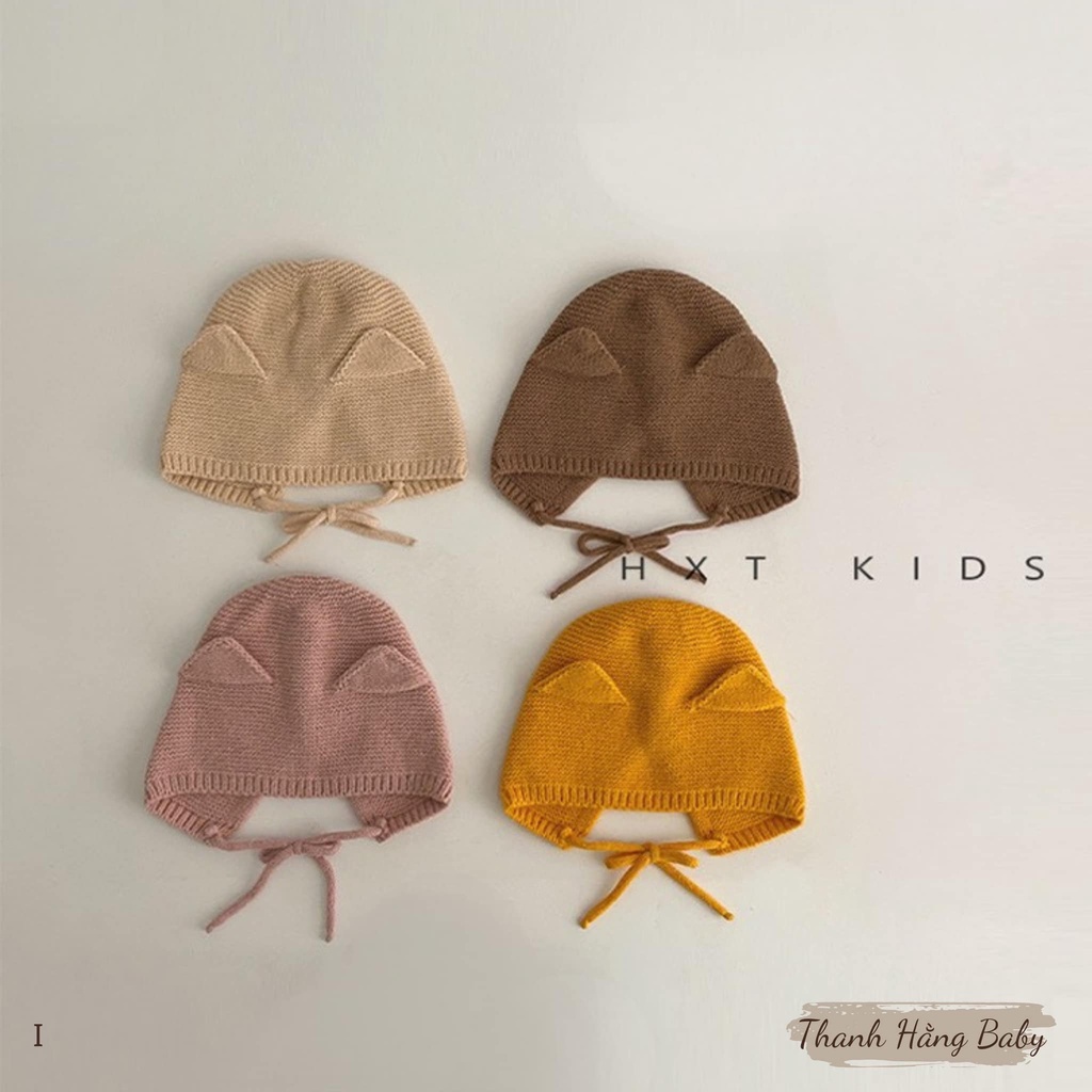 Mũ len hàn quốc cho bé trai bé gái sơ sinh Thanh hằng baby 6 tháng - 2 tuổi giữ ấm tai cực tốt cho bé yêu