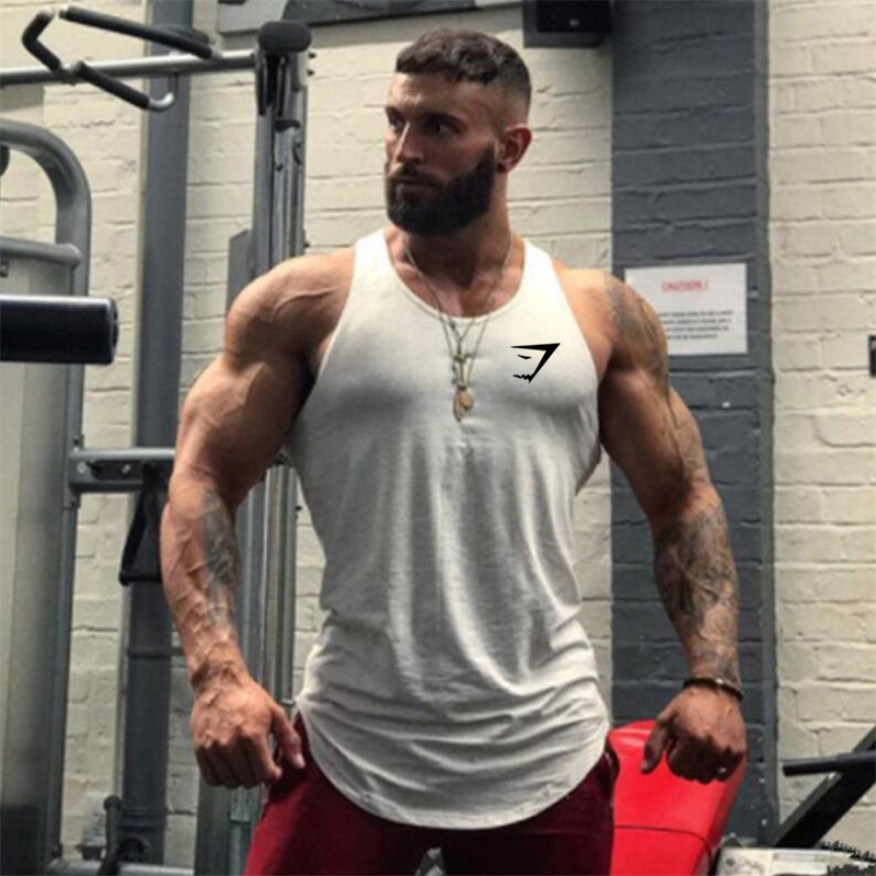 Áo Sát Nách Thể Thao Vải Cotton Thoáng Khí In Hình Cá Mập Thời Trang Cho Nam