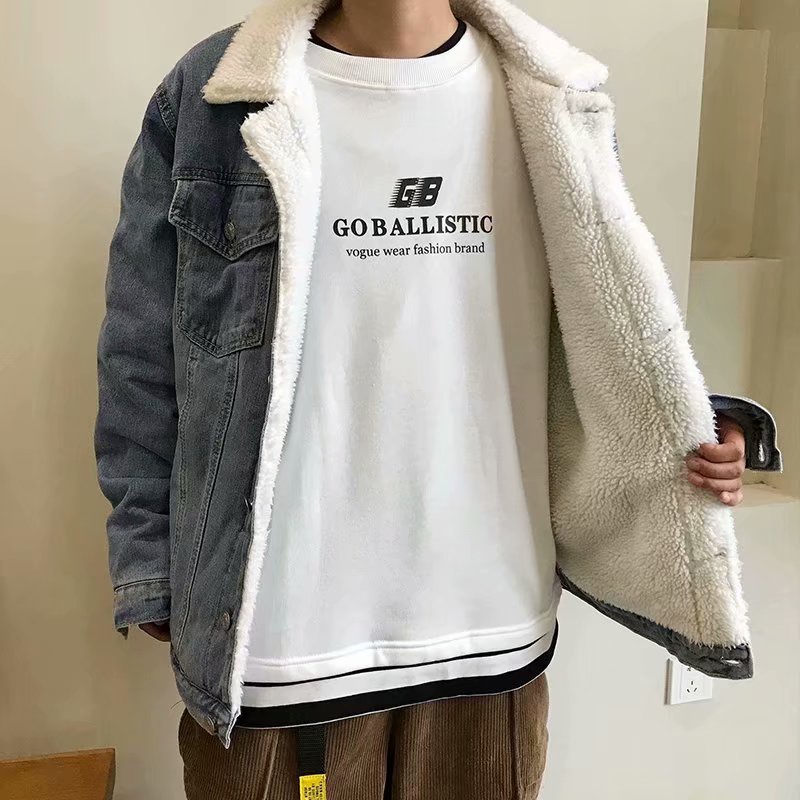 Áo khoác jeans nam hàn quốc lót lông dày ấm đẹp