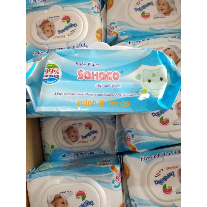 Khăn giấy ướt baby wipes SAHACO 99% pure water 125 tờ