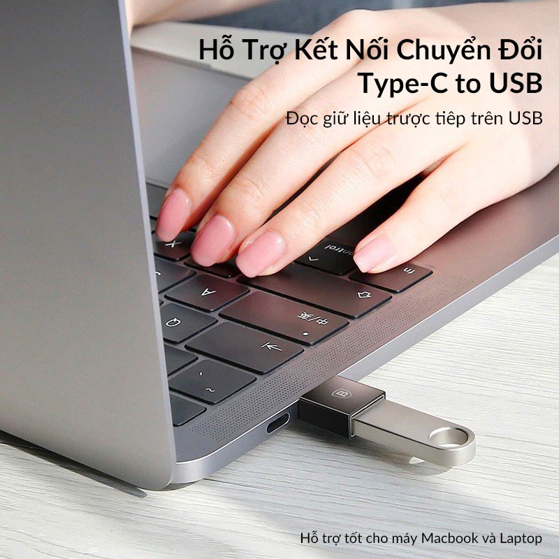 Đầu chuyển OTG USB Type C sang USB Full size Baseus Hỗ Trợ Kết Nối Bàn Phím, Chuột, Sạc 2.4A, Sao Chép Dữ Liệu 480Mbps