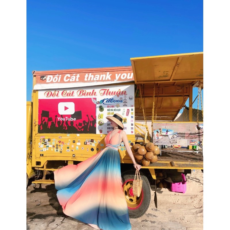 (miễn phí chỉnh váy) đầm maxi màu loang yếm hai dây cột nơ đi biển du lịch chụp hình sống ảo mix nhiều màu cầu vồng | BigBuy360 - bigbuy360.vn