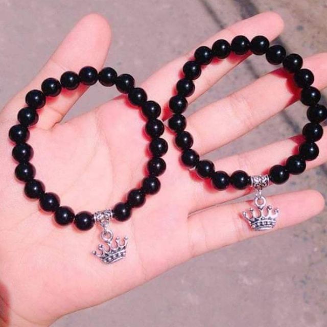 Vòng bi đen vương miện ( hạt đá 8li )