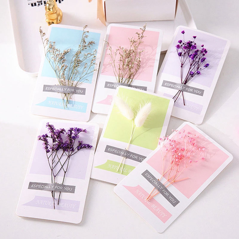 Thiệp mời/ Thiệp chúc mừng năm mới Giáng Sinh đính hoa khô DIY xinh xắn