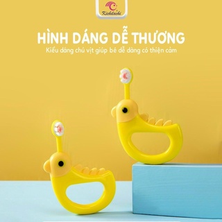 Bàn chải lông tơ siêu mềm hình vịt KICHILACHI chính hãng cho bé 2 -5 tuổi