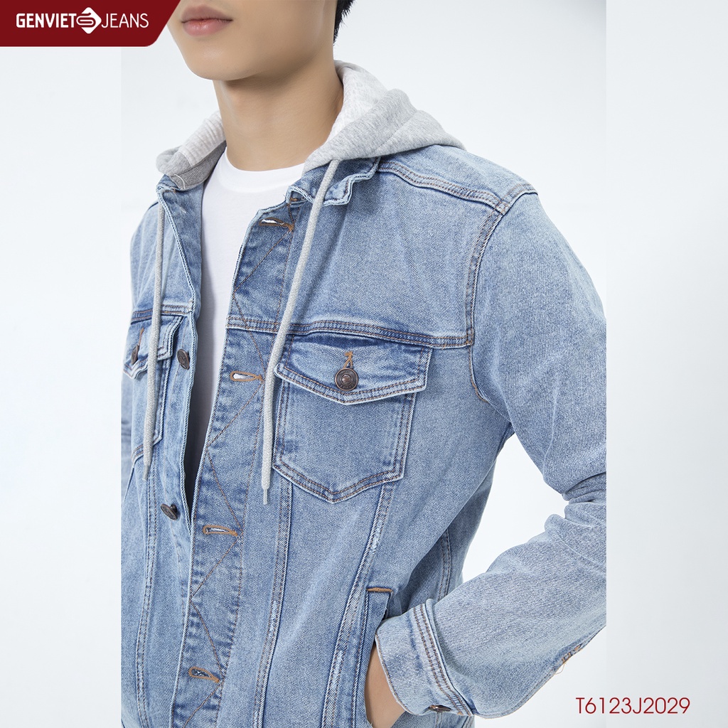 Áo Khoác Jeans Mũ Nỉ Nam GENVIET T6123J2029