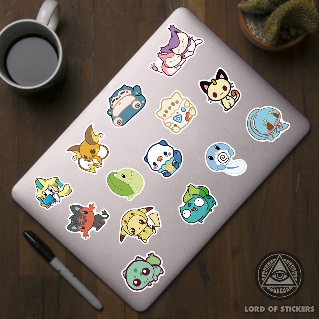 Set 50 Nhãn Dán Pokemon Sticker Hoạt Hình Cute Chibi Chống Thấm Nước Trang Trí Mũ Bảo Hiểm, Laptop, Điện Thoại, Vali, Sổ
