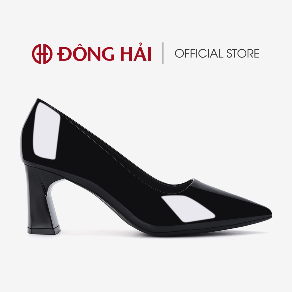 Giày cao gót nữ Đông Hải thiết kế BLOCK-HEELS da bóng mũi nhọn đế trụ ôm chân thon gọn cao 7cm - G5803