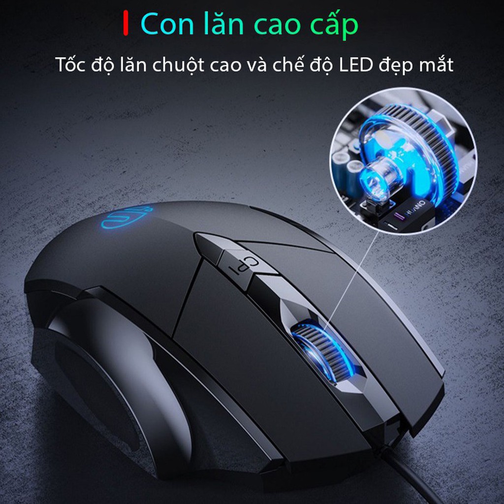 Chuột máy tính gaming, chuột chơi game DIGICOM Inphic P1W bản có dây và không dây tắt âm silent 7200 DPI Led RGB