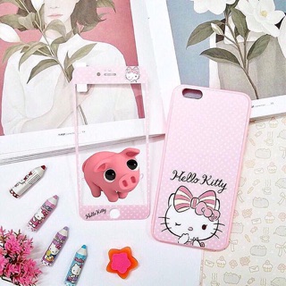 Combo ốp dẻo + kính cường lực Hello Kitty