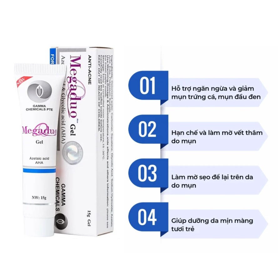 Gel Dưỡng Giảm Mụn, Làm Mờ Thâm Mụn Megaduo Anti-Acne Gel 15g