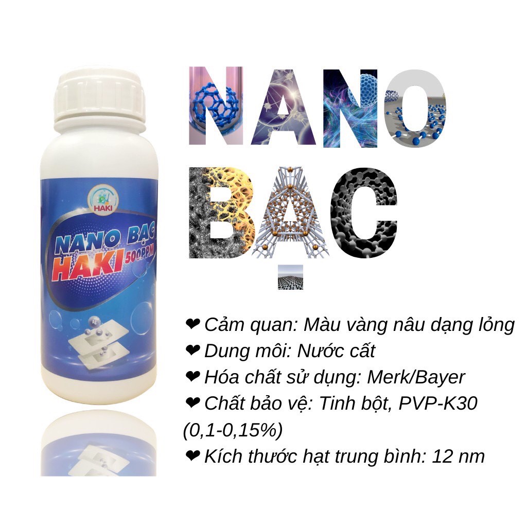 ⚡️FREE SHIP⚡️Nano bạc Haki diệt nấm, vi khuẩn Nano bạc HAKI 500ppm làm sạch bể cá, ao nuôi, phòng bệnh cho tôm cam hãng®