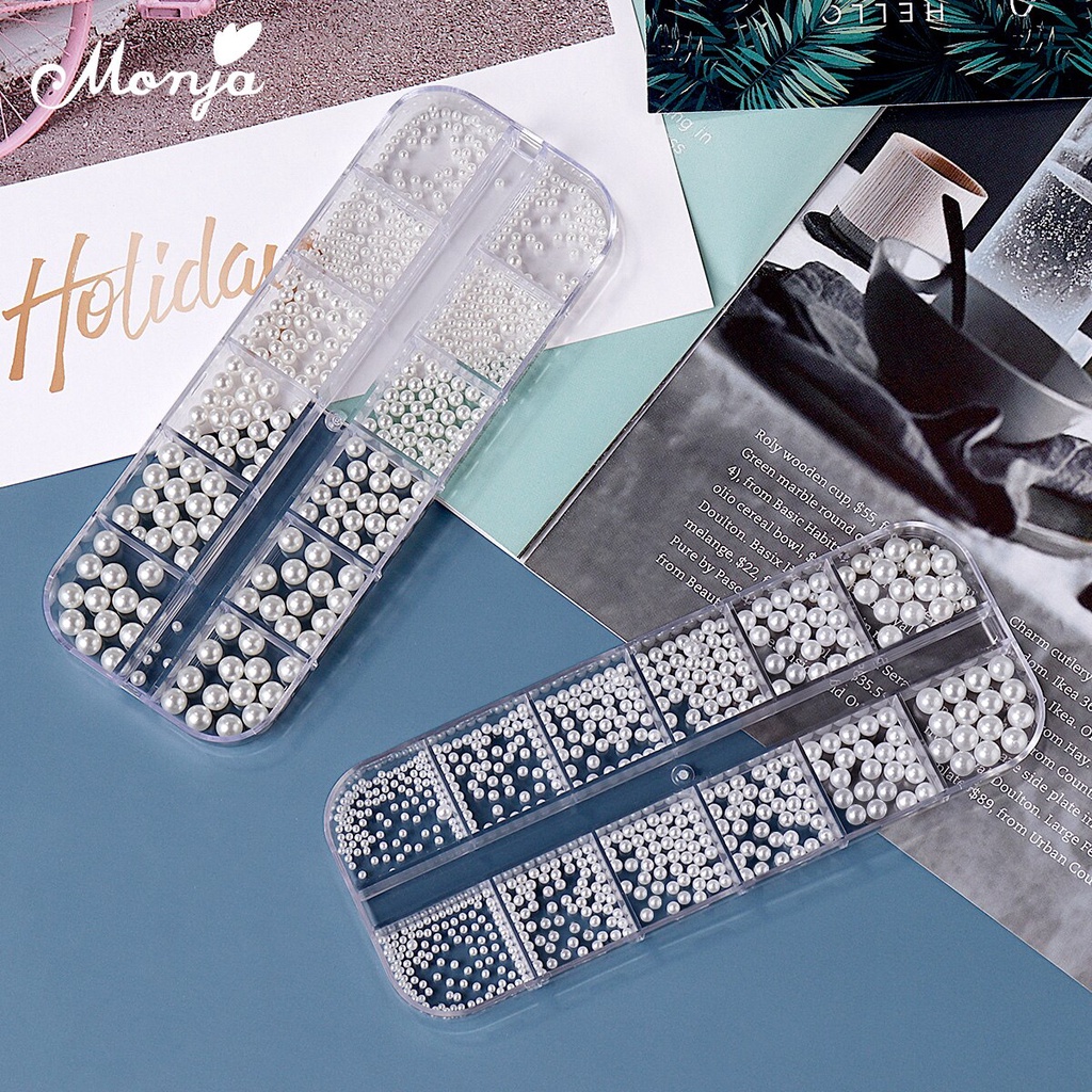 MONJA [Hàng mới về] Hộp ngọc trai giả 3d dùng trang trí móng 2 loại tùy chọn