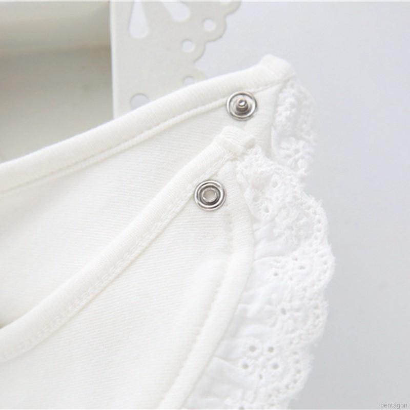 Yếm cotton chống thấm nước đính ren và nơ dễ thương cho bé gái
