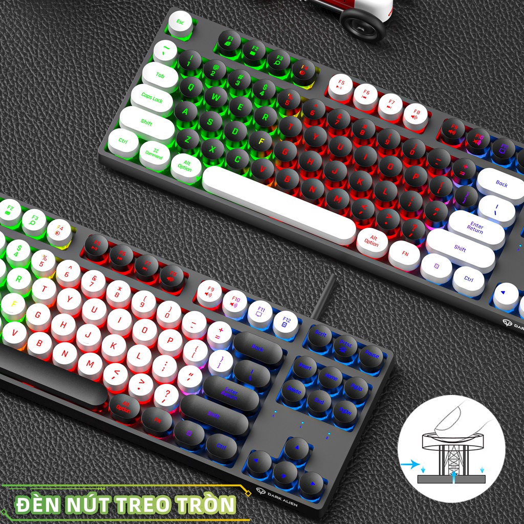 Bàn phím máy tính DK100 Hiệu ứng ánh sáng LED RGB Giao hàng 24 giờ Bàn phím cơ văn phòng laptop