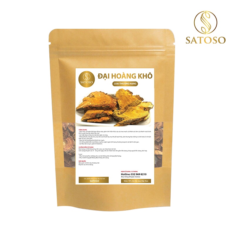 Đại hoàng khô SATOSO 1kg thượng hạng tác dụng thanh tràng, thông tiện, trục ứ thông kinh SA111