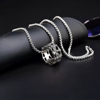 Dây chuyền thép titan không gỉ kèm Nhẫn chrome heart kết hợp 2 trong 1