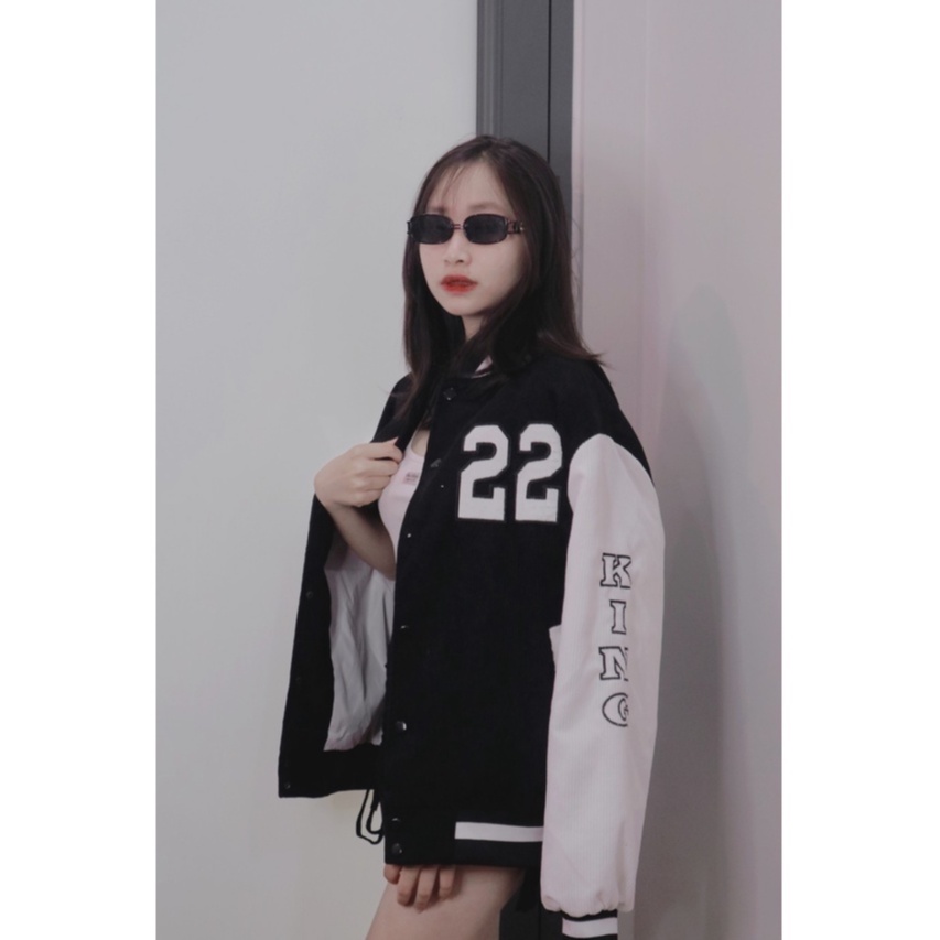Áo Khoác Nam Nữ Nhung Tăm Jacket Varsity Graffiti - King Brand Unisex V2 Màu Đen-02