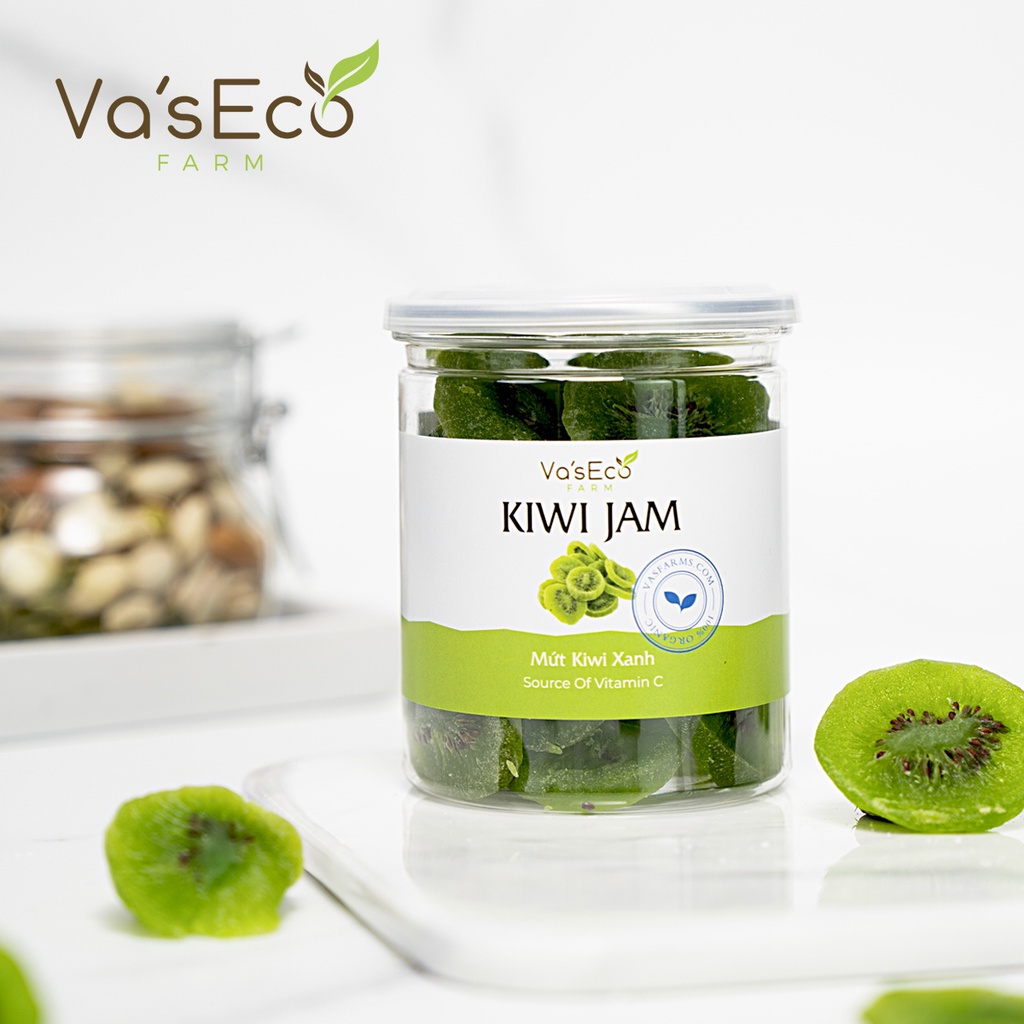 Mứt kiwi xanh sấy dẻo hộp 250g Va'sEco Farm