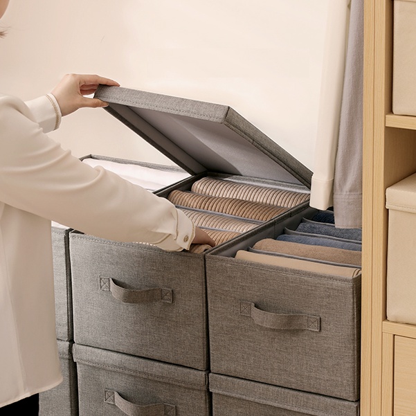 SUPO DEPOT - Hộp vải đựng quần áo cỡ lớn gấp gọn hộp đựng đồ đa năng sắp xếp tủ quần áo 0/5/7/9 ngăn