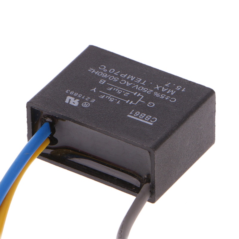 Tụ điện đen CBB61 1.5uF+2.5uF 3 dây AC 250V 50/60Hz cho quạt trần