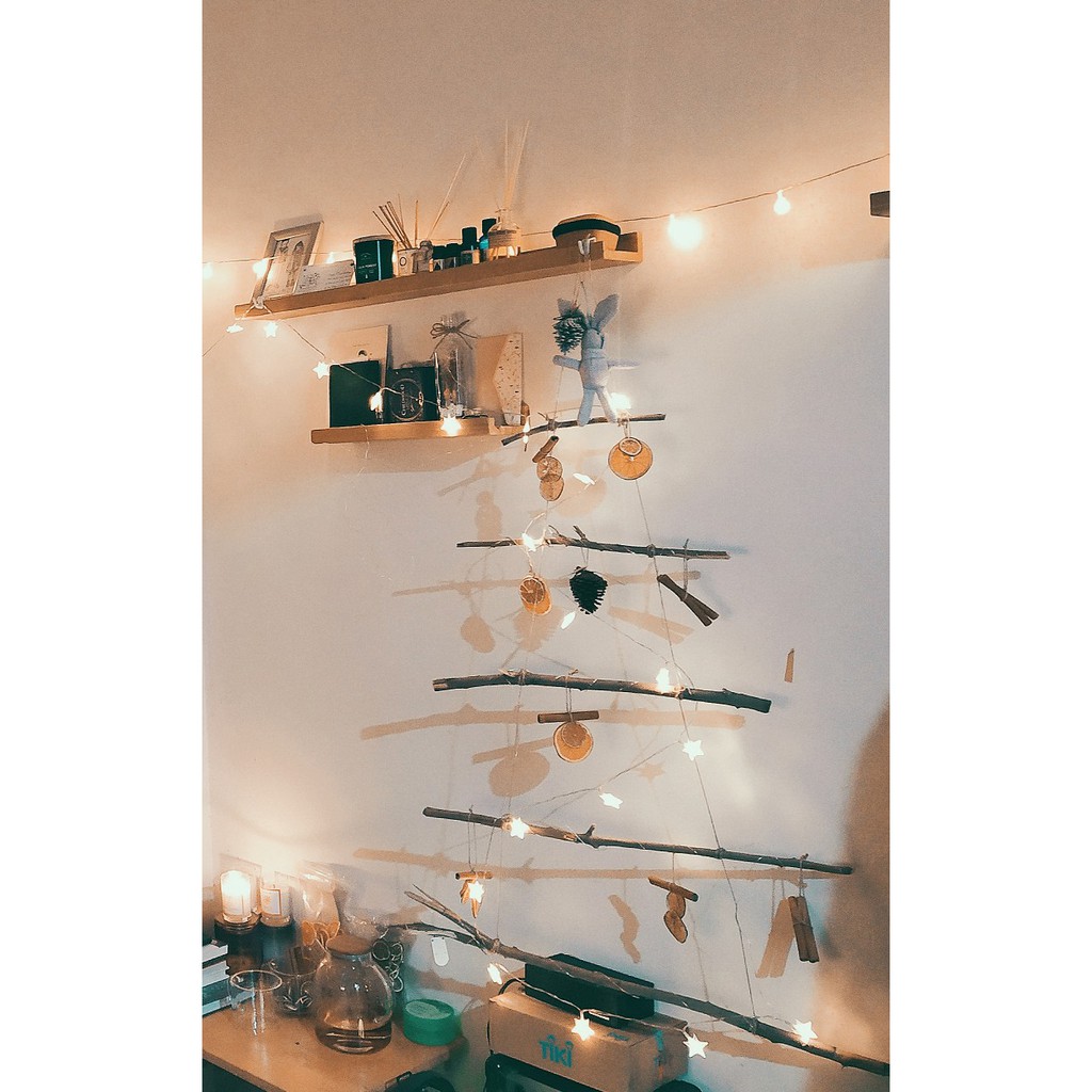 Cây Thông gỗ Noel treo tường cao 1m trang trí Giáng Sinh