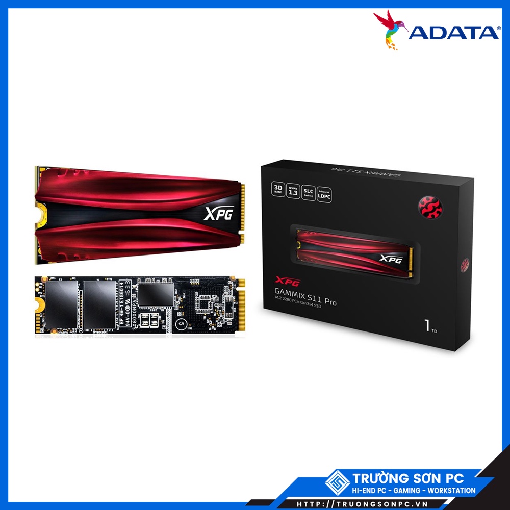 Ổ Cứng SSD ADATA GAMMIX S11 Pro 1TB M.2 2280 PCIe NVMe Gen 3x4 (Đọc 3500MB/s - Ghi 3000MB/s)-(AGAMMIXS11P-1TT-C)