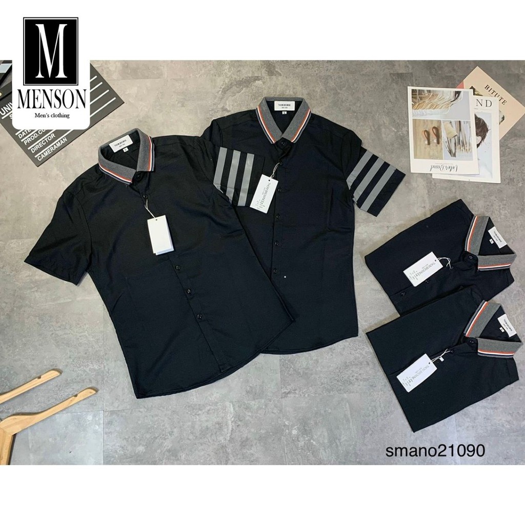 ⭐️SIÊU PHẨM⭐️Áo Sơ Mi Nam THOM Cộc Tay Kẻ Sọc Chất Mát Mùa Hè - Áo Sơ Mi Nam hàng hiệu cao cấp MENSON M6020 | BigBuy360 - bigbuy360.vn