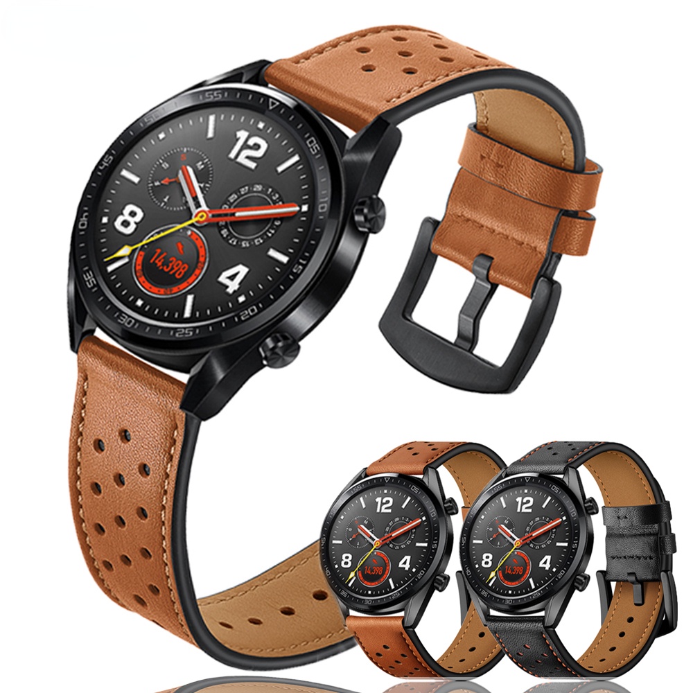 Dây Đeo Bằng Da Thật 22mm 46mm Cho Đồng Hồ Thông Minh Samsung Galaxy watch4 Classic / Amazfit Bip / gtr 47mm correa Huawei watch GT 2 / 2e 3