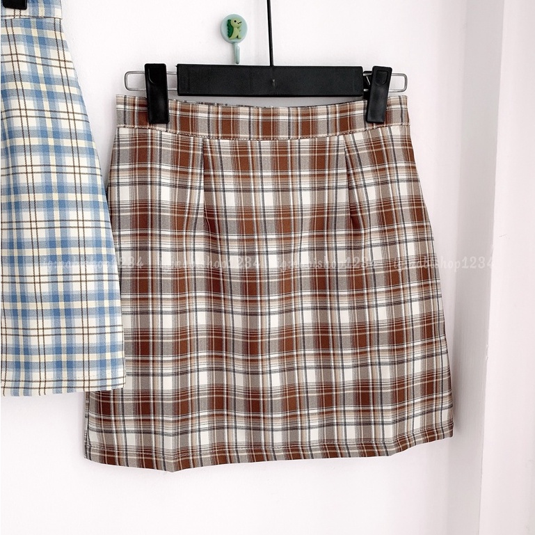 Chân Váy Chữ A Caro Ulzzang Mã CV7886 (ẢNH THẬT)