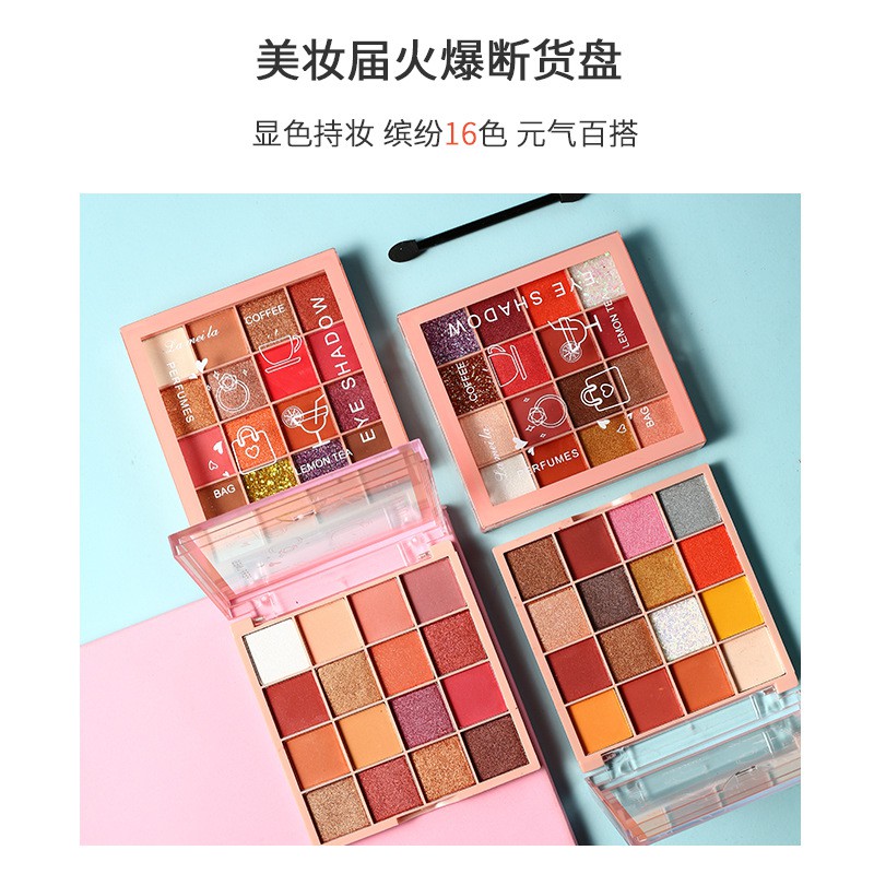(Bán Buôn – Sỉ) Bảng Phấn Mắt Lameila Tutu 16 ô màu Eye Shadow Coffee x Lemon Tea Có Nhũ ( Chustore P31) | BigBuy360 - bigbuy360.vn