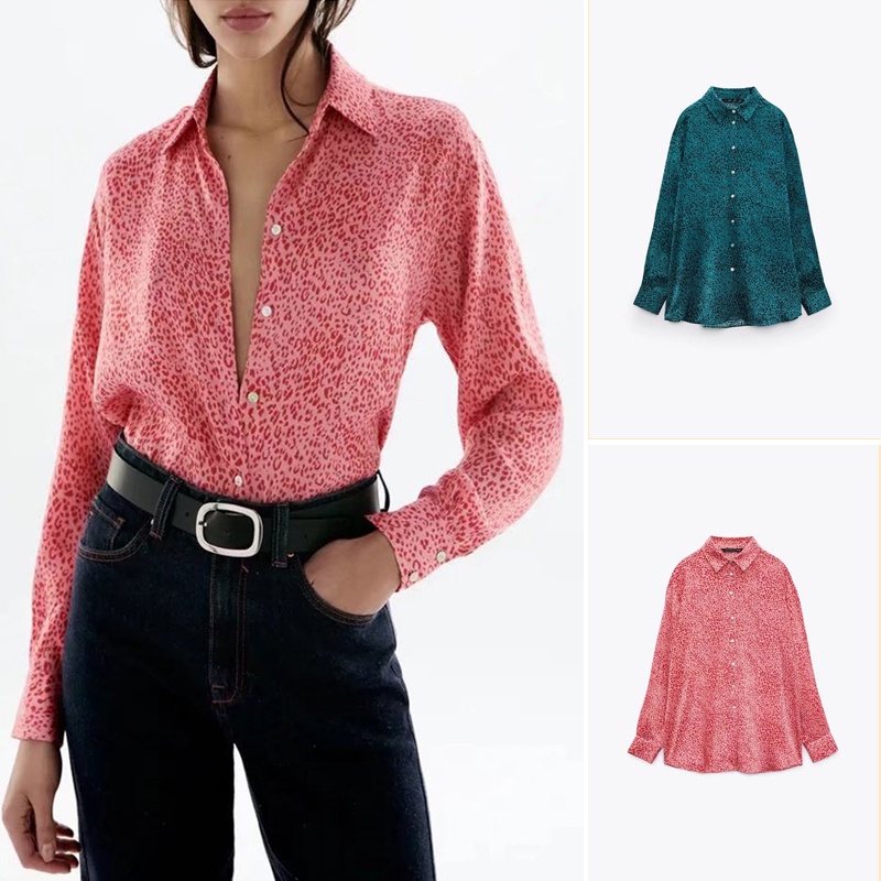 Zara Áo Sơ Mi Tay Dài Vải Lụa satin In Họa Tiết Thời Trang Thu Đông Cho Nữ 7969263