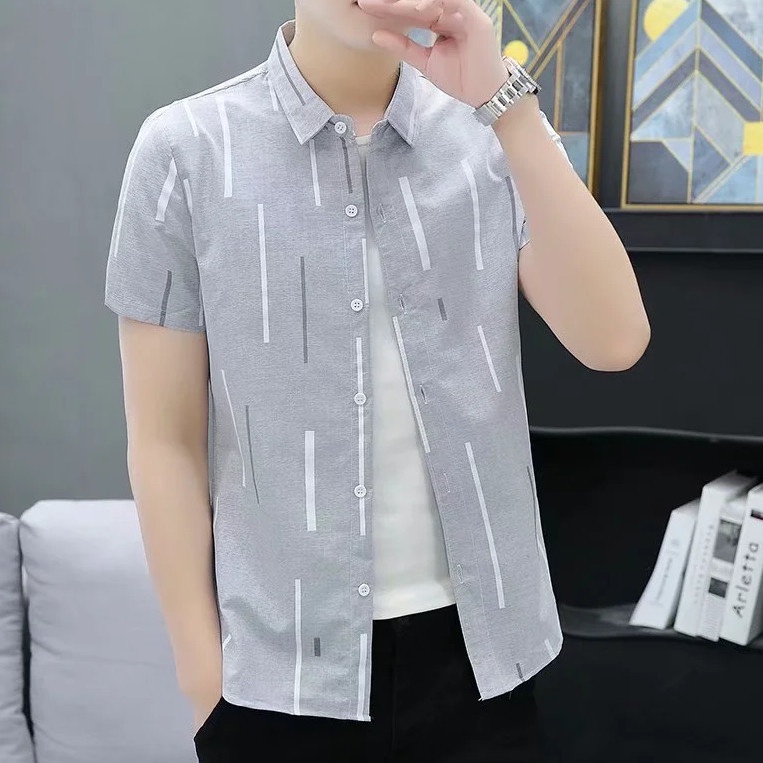 Sơ Mi Nam Tay Ngắn Họa Tiết Kẻ Lưới Thời Trang Mới