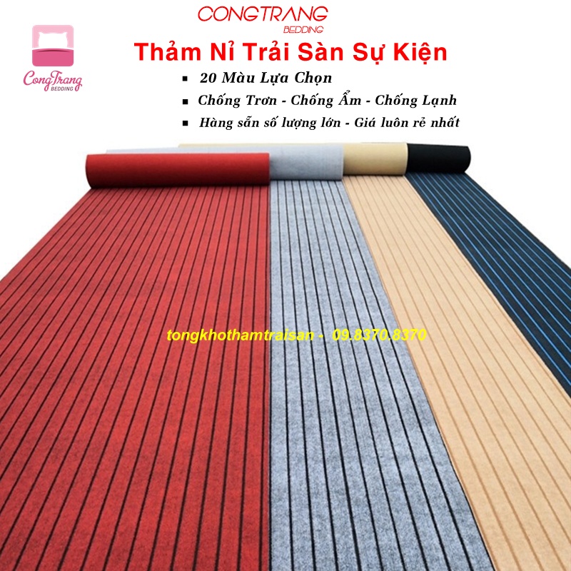 Thảm nỉ trải sàn hội nghị, sự kiện, triển lãm Indonesia đế dày chống cháy - Khô Ngang 2 mét