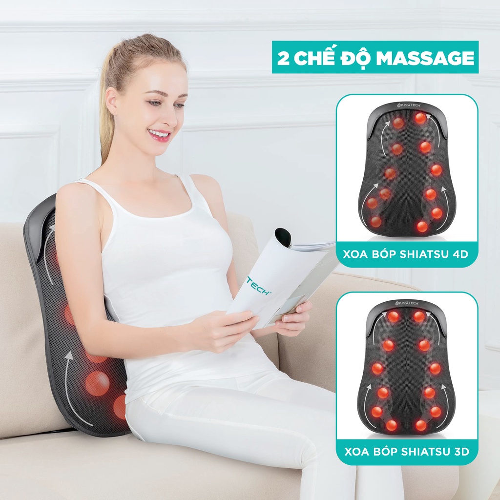 Đệm Massage Lưng Cao Cấp KINGTECH KC-300 - Công Nghệ Mát Xa Chuyên Sâu 2D-3D Kết Hợp Nhiệt Hồng Ngoại - Chính Hãng