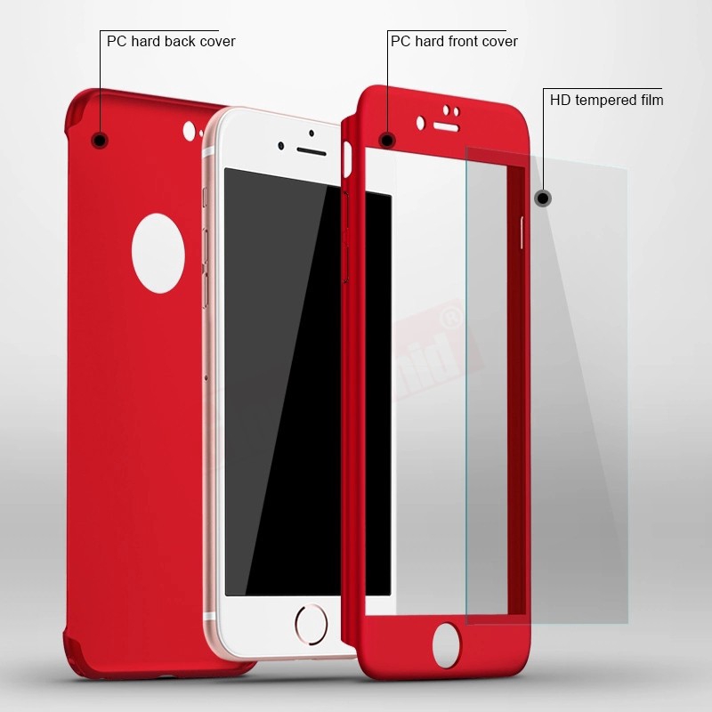 Ready Stock iPhone 5 5s SE 6 6s 7 8 Plus Casing 360° Full Protection Phone Case Matte Hard PC Back Cover