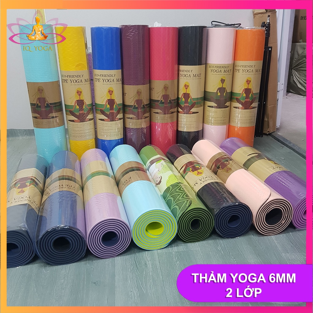 Thảm tập yoga 6mm 2 lớp chất liệu TPE chống trơn trượt