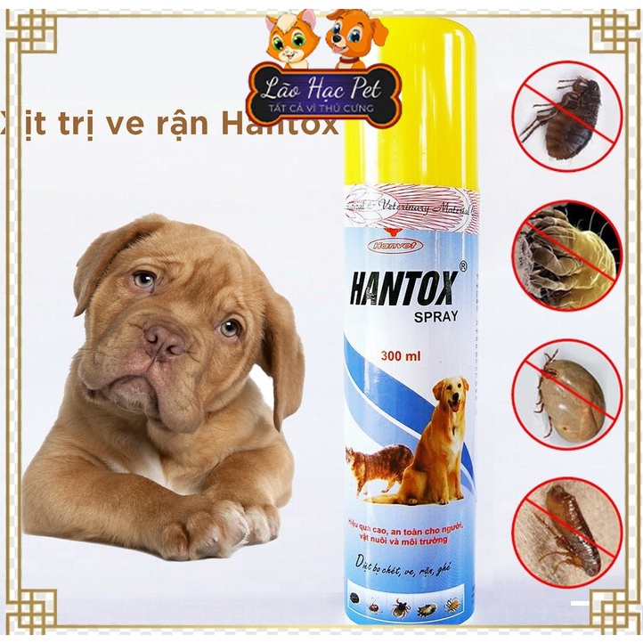 HANTOX Spray Dạng Xịt Chó Mèo - Trị Ve, Ghẻ, Chấy, Rận, Bọ Chét
