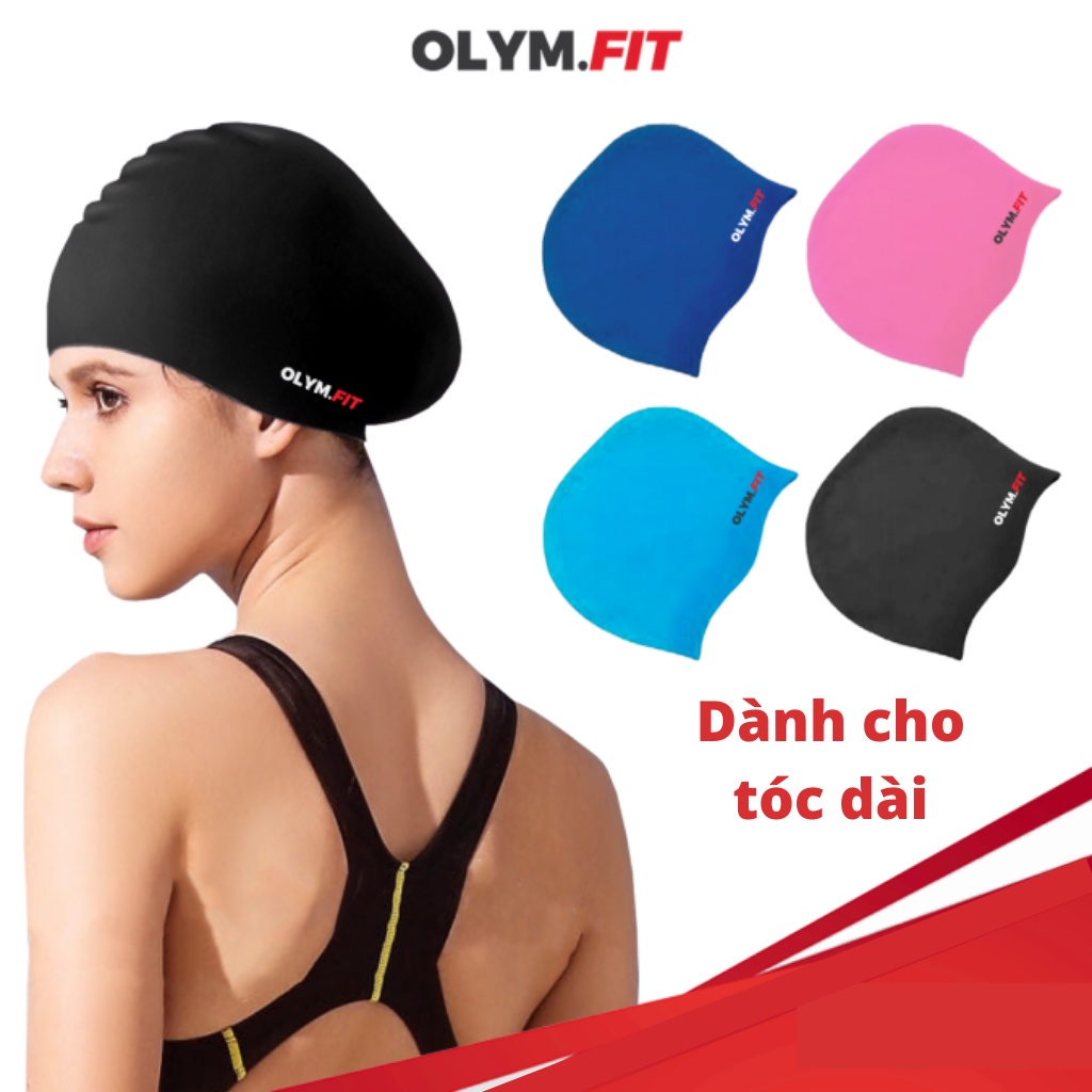 Mũ bơi dành cho tóc dài Nam/Nữ người lớn - Mũ bơi không thấm nước chống trơn trượt