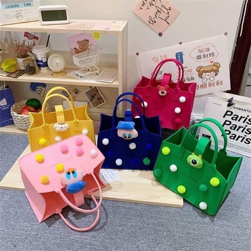 MVP2646 Túi xách bản to túi bỉm sữa màu kẹo đa năng cho mẹ và bé hoạt hình dễ thương