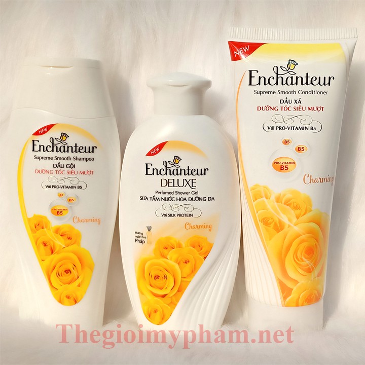 Combo Gội 180g + Xả 170g + Tắm 180g Enchanteur Charming