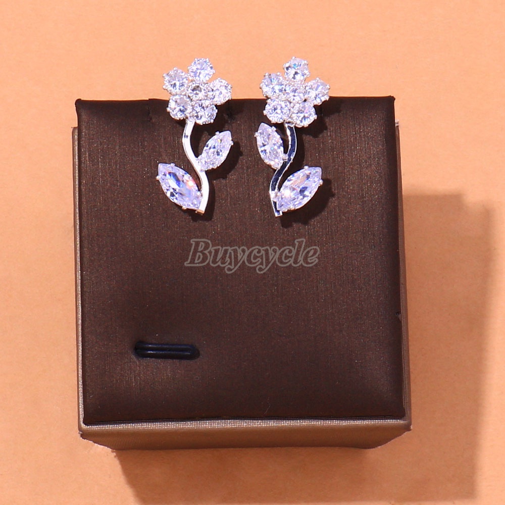 Bộ Vòng cổ + Bông Tai Đính Đá Zircon Sang Trọng Cho Cô Dâu